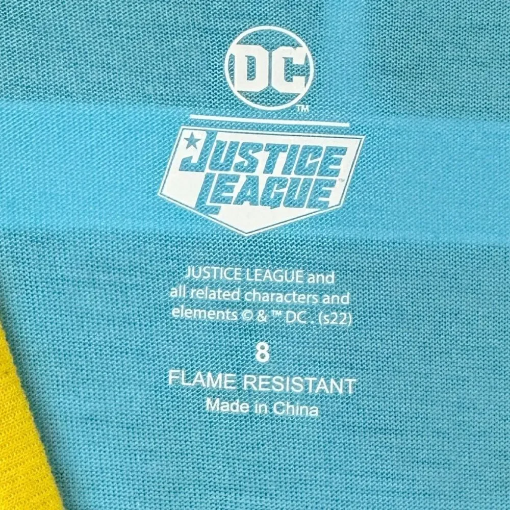 DC Justice League Boys Pajama Set Long Sleeve Top with Pants, Size 8, New w Tags